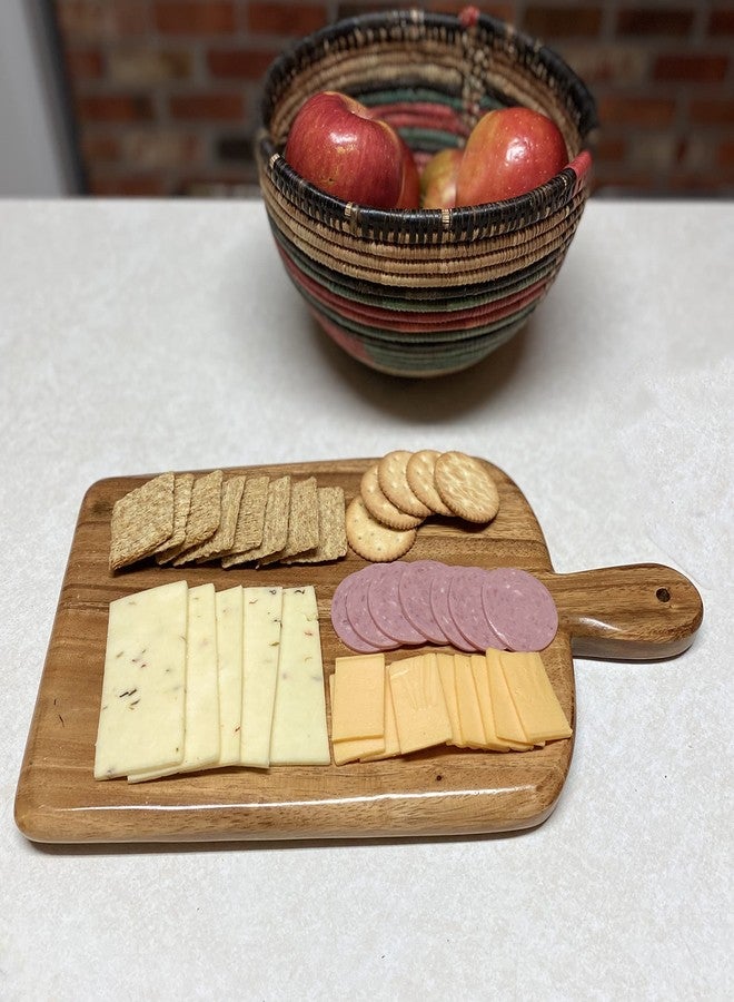 Wrightmart Acacia Wood Cutting Board with Handle, Handmade Solid Wood Charcuterie and Serving Board, Small Double-Sided Wooden Bread and Cheese Board for Kitchen, 15" × 8" - Image 5