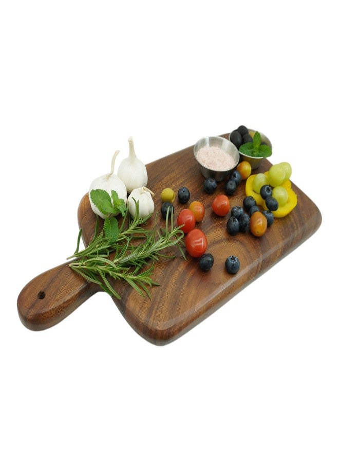 Wrightmart Acacia Wood Cutting Board with Handle, Handmade Solid Wood Charcuterie and Serving Board, Small Double-Sided Wooden Bread and Cheese Board for Kitchen, 15" × 8" - Image 1