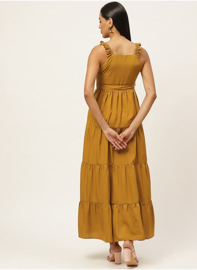 U&F - Sleeveless Tiered Maxi Dress with Tie Belt by Styli - Image 1