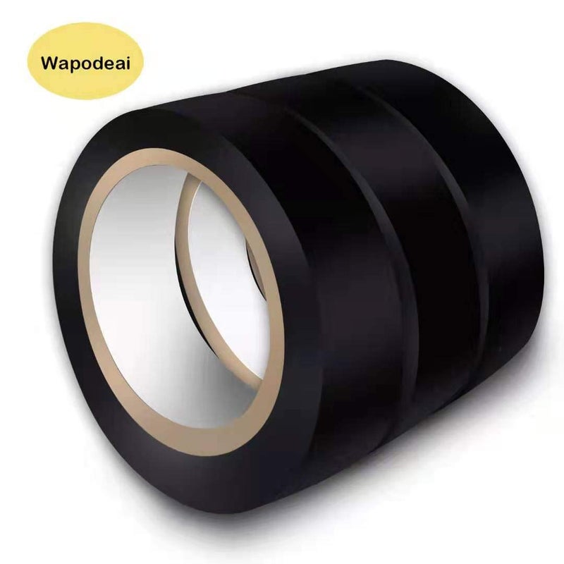 Wapodeai 3PCS Electrical Tape, Flame Retardant Indoor Outdoor High Temperature Resistance Electric Tape, Premium Black Waterproof Tape, 0.62 in X 49 ft - Image 3