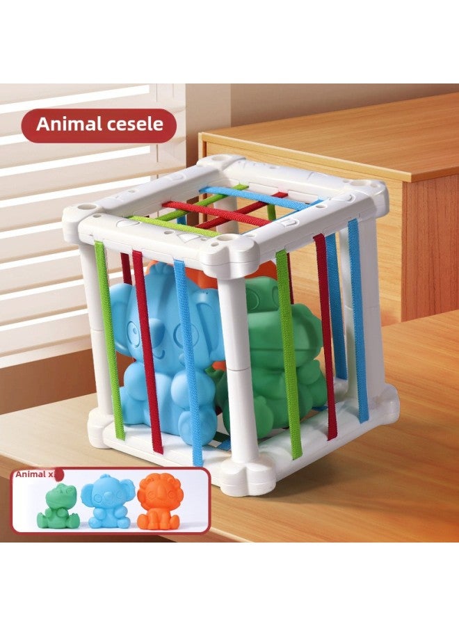 Rainbow Sesler Toy Baby Hand Training Grasping Toy Baby Early Education Educational Cognitive Toy-Color:Animal Cesele (with 3 Vinyl Animals) E-commerce Box - Image 1