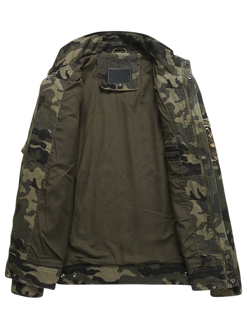 Springrain Men's Casual Military Jackets Camouflage Cotton Army Jacket Outwear(ArmyGreen, XS) - Image 3