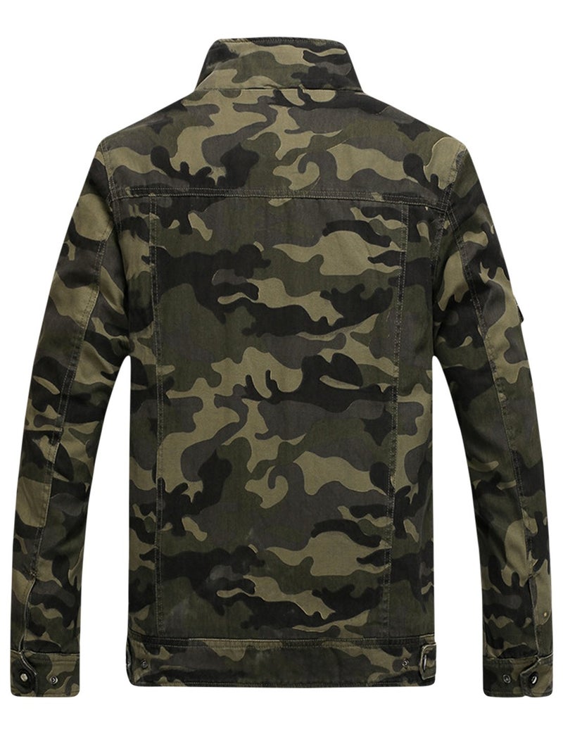 Springrain Men's Casual Military Jackets Camouflage Cotton Army Jacket Outwear(ArmyGreen, XS) - Image 2