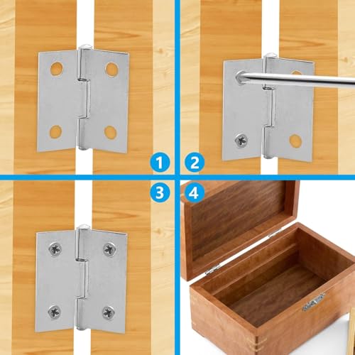 ZAQW 20Pcs Stainless Steel Folding Hinge 1.5 inches Door and Window Hinges are allocated with 80 Stainless Steel Screws - Image 5