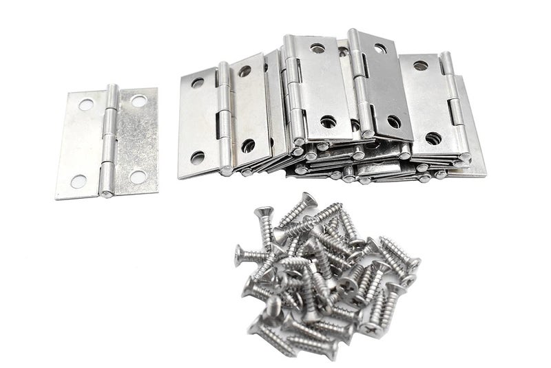 ZAQW 20Pcs Stainless Steel Folding Hinge 1.5 inches Door and Window Hinges are allocated with 80 Stainless Steel Screws - Image 1