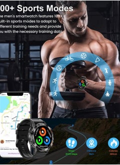 AROAQ Military Smart Watches for Men(Answer/Make Call), Tactical Smartwatch for Android iOS, 400mAh Battery/Sports Tracking/Health/Sleep Monitoring  - Image 4