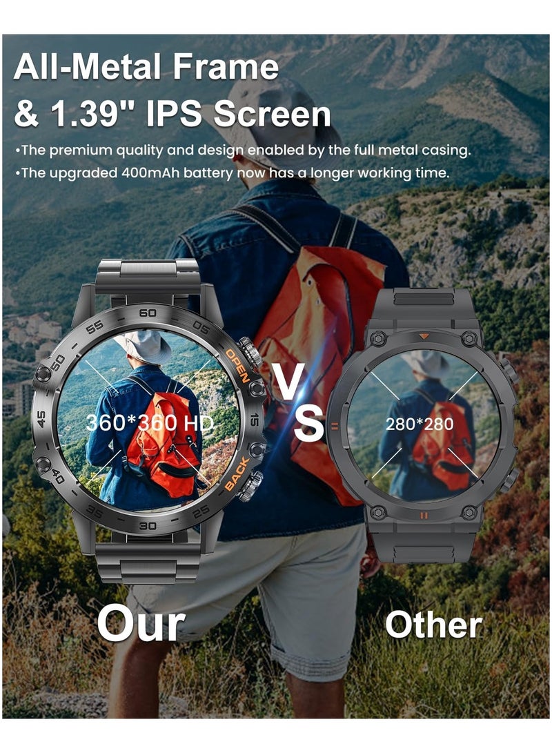 Military Smart Watches for Men(Answer/Make Call), Tactical Smartwatch for Android iOS, 400mAh Battery/Sports Tracking/Health/Sleep Monitoring