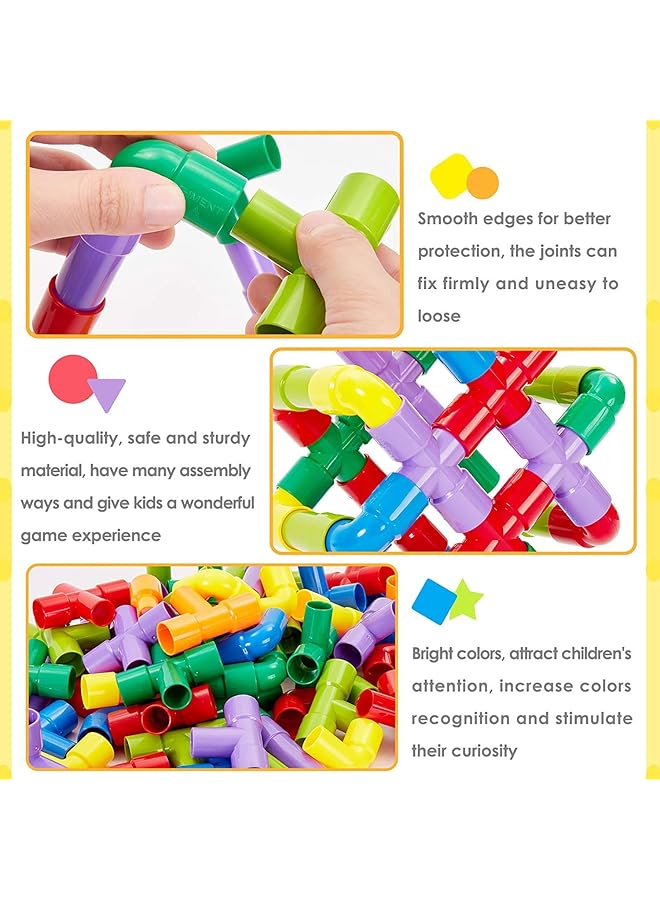 مومو بير 72 قطعة من مكعبات بناء الأنابيب، لعبة تجميع السيارات، لعبة بناء للأطفال بعمر 3 سنوات - Image 3