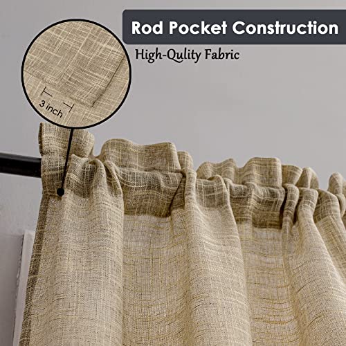 BD BEDA HOME Beda Home Tassel Linen Textured Swag Curtain Valance for Farmhouses’ Kitchen; Light Filtering Rustic Short Swag Topper for Small Windows Bedroom Privacy Added Rod Pocket Design (Taupe 36x63-2PCs) - Image 2