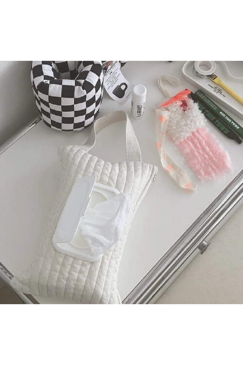 Stripe Portable Wet Wipes Case Pram Bag Extraction Flip Tissue Boxes Baby Stroller Accessories Towel