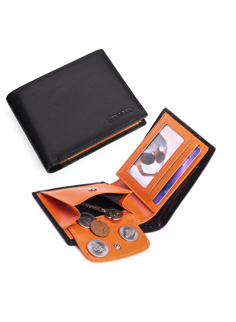 KASTWAVE Men's Genuine Leather Wallet, Men Multi Card Cases & Card Holder, RFID Blocking Slim Trifold Wallets with Credit Cards and ID Windows & Coin Pocket - Image 4