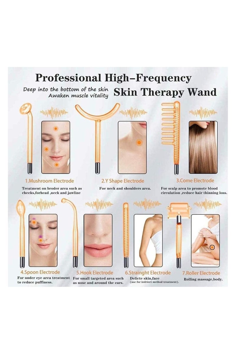sd e-trading SD 7in1 High Frequency Facial Machine, Portable High Frequency Wand For Hair,High Frequency facial Wand for Acne,Hair Growth,Wrinkle Reducing, Skin Tightening Tools With 7 Glass tubes - Image 2
