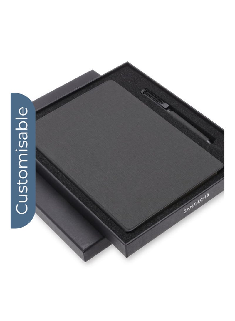 SANTHOME Personalised Sustainable Gift Set with Refillable Notebook & Pen - Black - Image 4