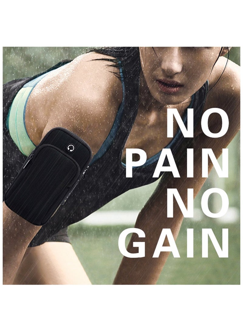 Generic Arm Bag Universal Waterproof Multifunctional Double Pouch Sports Armband with Earphone Hole fit All Below 6 Inch Cellphone for Running, Gym, Outdoor, Workout  - Image 4