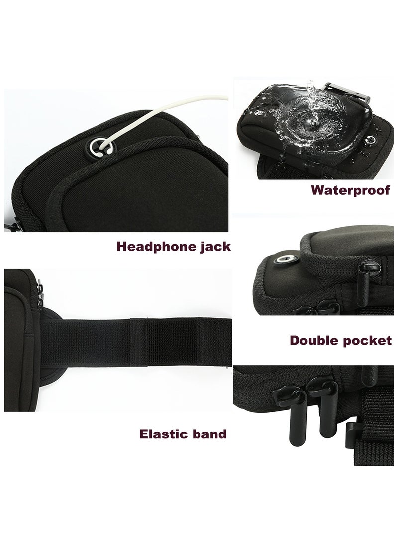 Generic Arm Bag Universal Waterproof Multifunctional Double Pouch Sports Armband with Earphone Hole fit All Below 6 Inch Cellphone for Running, Gym, Outdoor, Workout  - Image 2