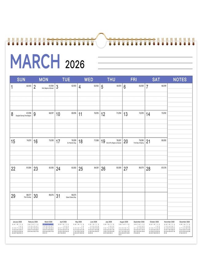 Lortarl 2026 Calendar - 2026 Wall Calendar from Jan. 2026 to Dec. 2026, 12 Month Calendars 2026 with Large Ruled Blocks and Julian Dates, 11.5''x14.5'' - Image 1