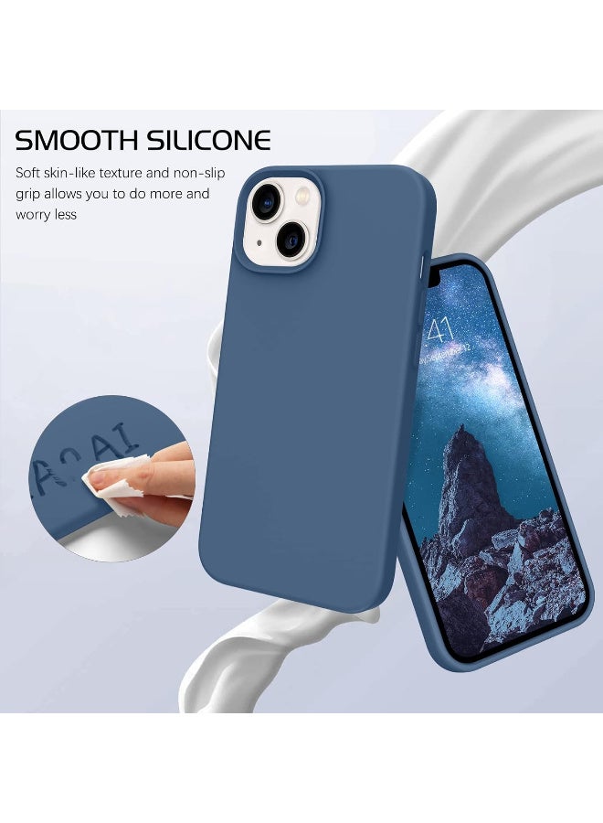 Silicone Case for iPhone 13  Silky Soft Touch Full-Body Protective Phone Case, Anti-Scratch Shockproof Cover with Microfiber Lining (BLUE) - Image 5