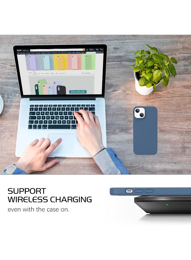 Silicone Case for iPhone 13  Silky Soft Touch Full-Body Protective Phone Case, Anti-Scratch Shockproof Cover with Microfiber Lining (BLUE) - Image 3