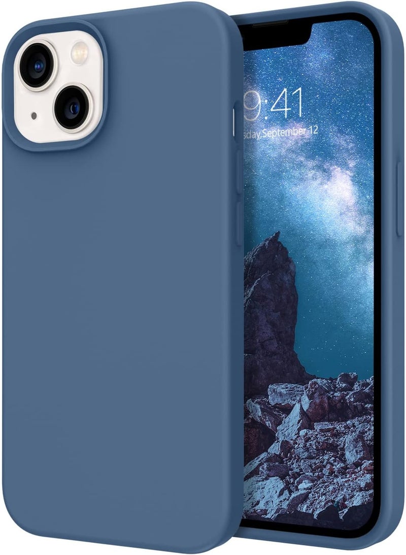 Silicone Case for iPhone 13  Silky Soft Touch Full-Body Protective Phone Case, Anti-Scratch Shockproof Cover with Microfiber Lining (BLUE) - Image 1
