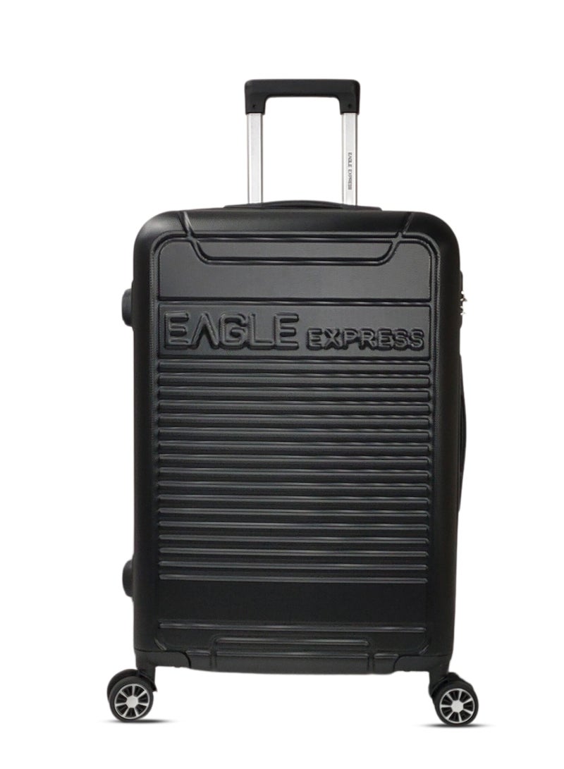 ايجل اكسبريس حقيبة سفر Eagle Express Defender مقاس 24 بوصة – أسود، خامة ABS عالية الجودة، 4 عجلات صامتة، قفل مدمج، ضمان سنة - Image 1