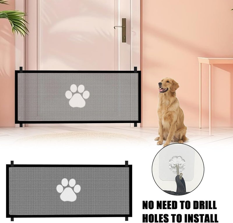 Genérico Retractable Interior for Pets – Safety Mesh 180 x 78 cm Wide, Portable Folding Barrier | Pet Protection for Stairs, Doors, Hallways, Kitchen, H - Image 2