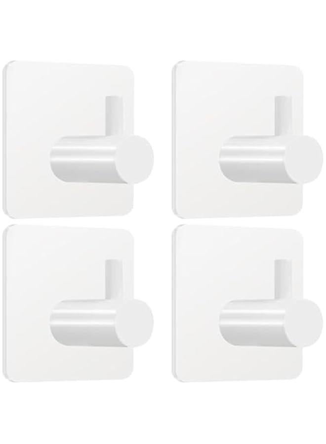 HOOKOR Adhesive Hooks Heavy Duty Wall Hooks Waterproof Stainless Steel Hooks for Hanging Coat, Hat, Towel Robe Hook Rack Wall Mount- Bathroom and Bedroom (57-03-4p)  - Image 1