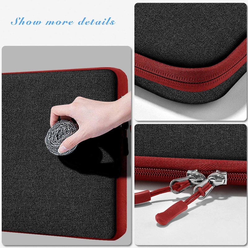 HSEOK Slim Laptop Case 13.3 14 inch Sleeve, Rainproof & Shockproof Carrying Case for Notebooks Compatible with MacBook Pro 14" and All Models 13.3" MacBook Air/Pro, Most Popular 13"-14" PC,Black-red - Image 4
