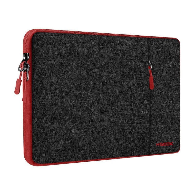 HSEOK Slim Laptop Case 13.3 14 inch Sleeve, Rainproof & Shockproof Carrying Case for Notebooks Compatible with MacBook Pro 14" and All Models 13.3" MacBook Air/Pro, Most Popular 13"-14" PC,Black-red - Image 1