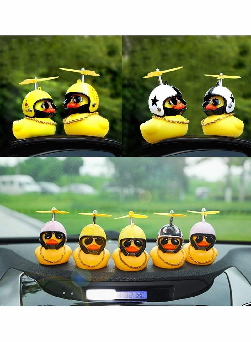 KASTWAVE Yellow Duck Car Dashboard Decorations with Propeller Helmet (2 Pack-Shark Bee) - Image 2