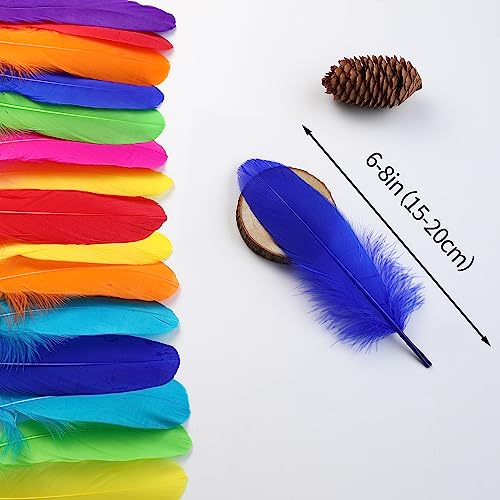 Ballinger Colorful Goose Feathers for Crafts - 120Pcs 6-8inch Craft Colored Feathers for DIY Crafts,Angel Wings,Dream Catcher and Wedding Party Decor - Image 3