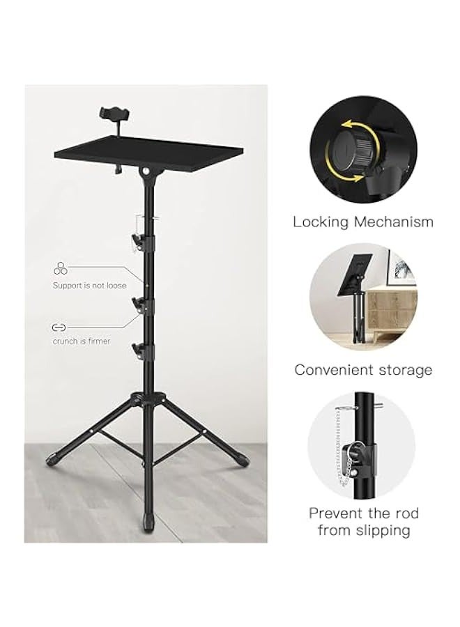 MIXDE Adjustable Height Projector Stand Tripod - Perfect for Office, Home Theater, and Outdoor Movies - Image 3