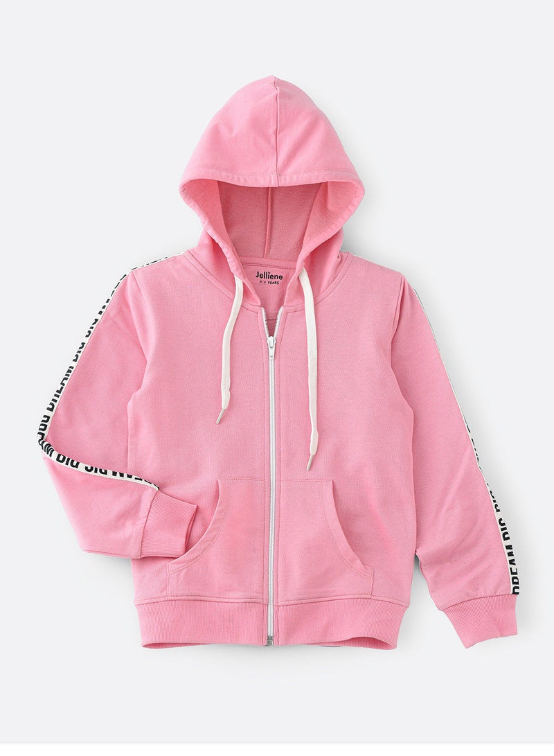 Jelliene Knit front open jacket with tape at slv - Image 1