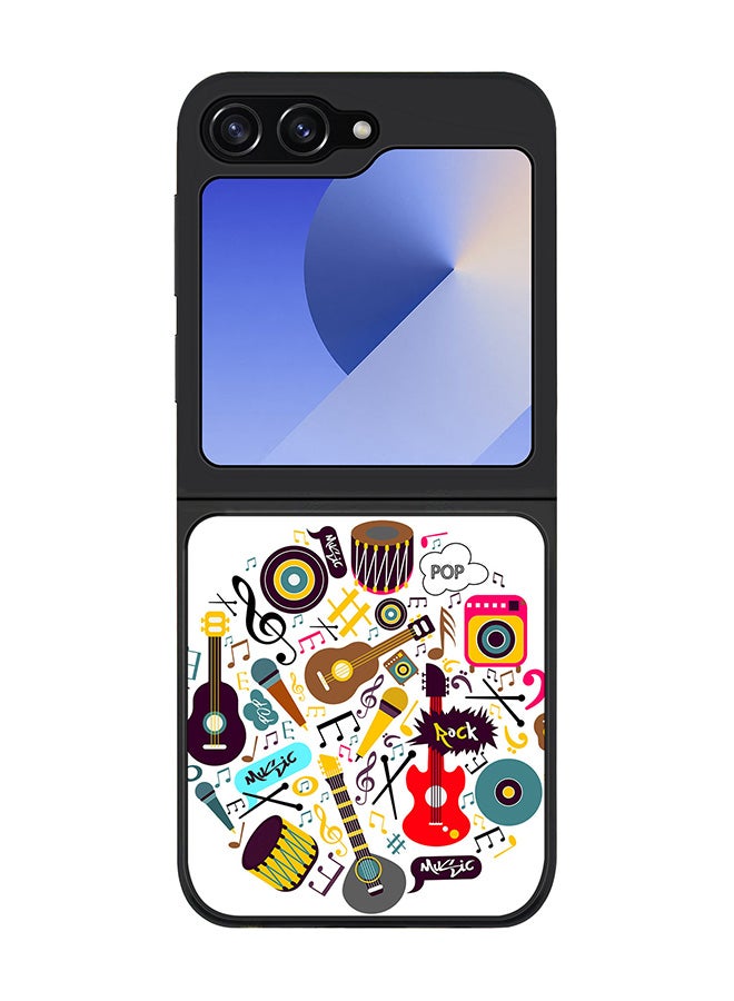 Stylizedd Rugged Black edge case for Samsung Galaxy Z Flip7 FE, Slim fit Soft Case Flexible Anti Drop TPU Gel Thin Cover -  Muscial Instruments - Image 1