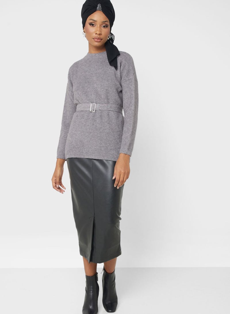Khizana Tunic Belted Sweater - Image 4