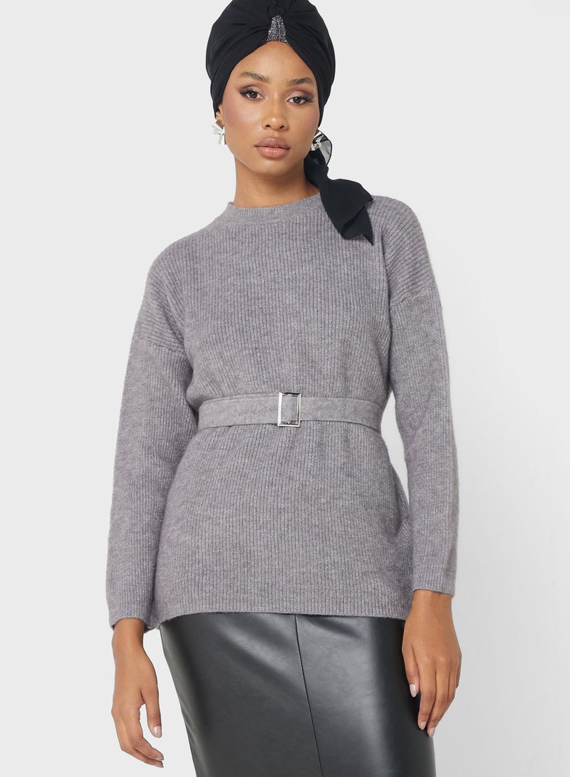 Khizana Tunic Belted Sweater - Image 1