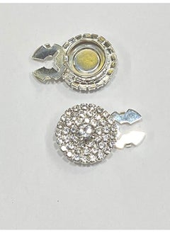 Toptan Bulurum Stone Button / Stone Clip Button / Classic Model Button with Clip / 2.5 cm Silver  - Image 1