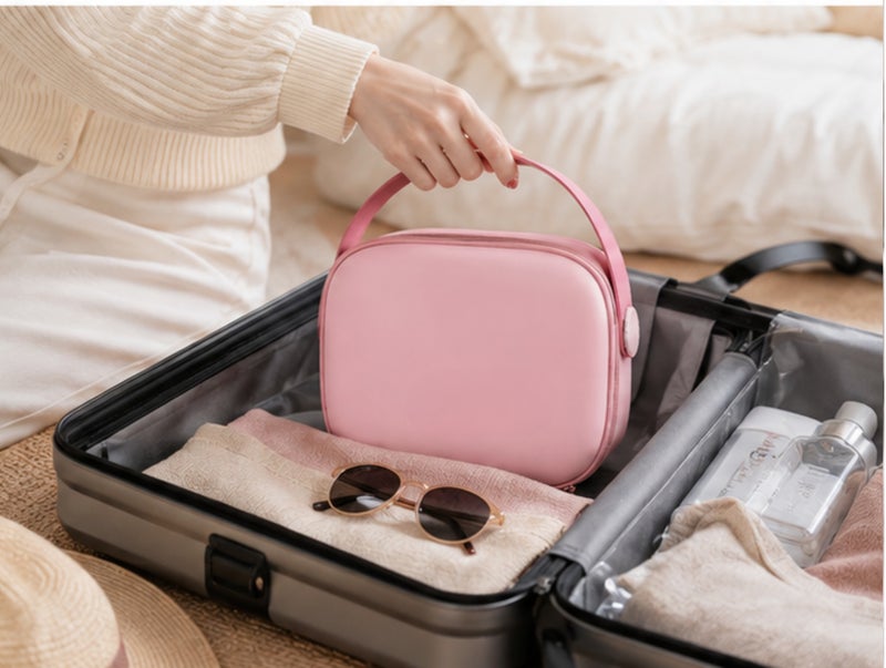 Travel Makeup Bag for Women – Waterproof Cosmetic Organizer with Portable Handle, Brush Compartment & Spacious Storage - Image 2