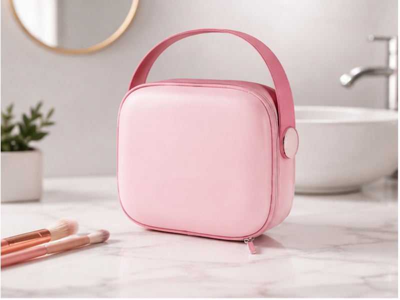Travel Makeup Bag for Women – Waterproof Cosmetic Organizer with Portable Handle, Brush Compartment & Spacious Storage - Image 1