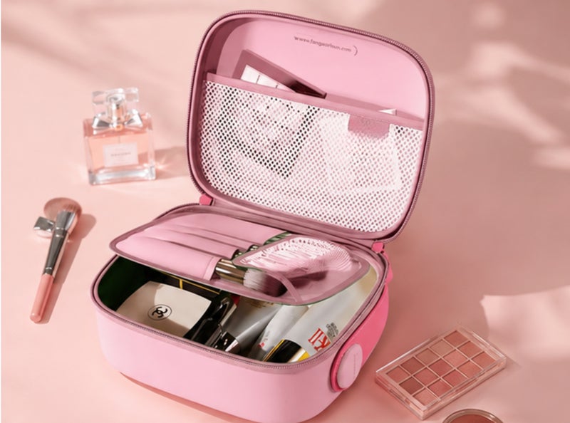 Travel Makeup Bag for Women – Waterproof Cosmetic Organizer with Portable Handle, Brush Compartment & Spacious Storage - Image 4