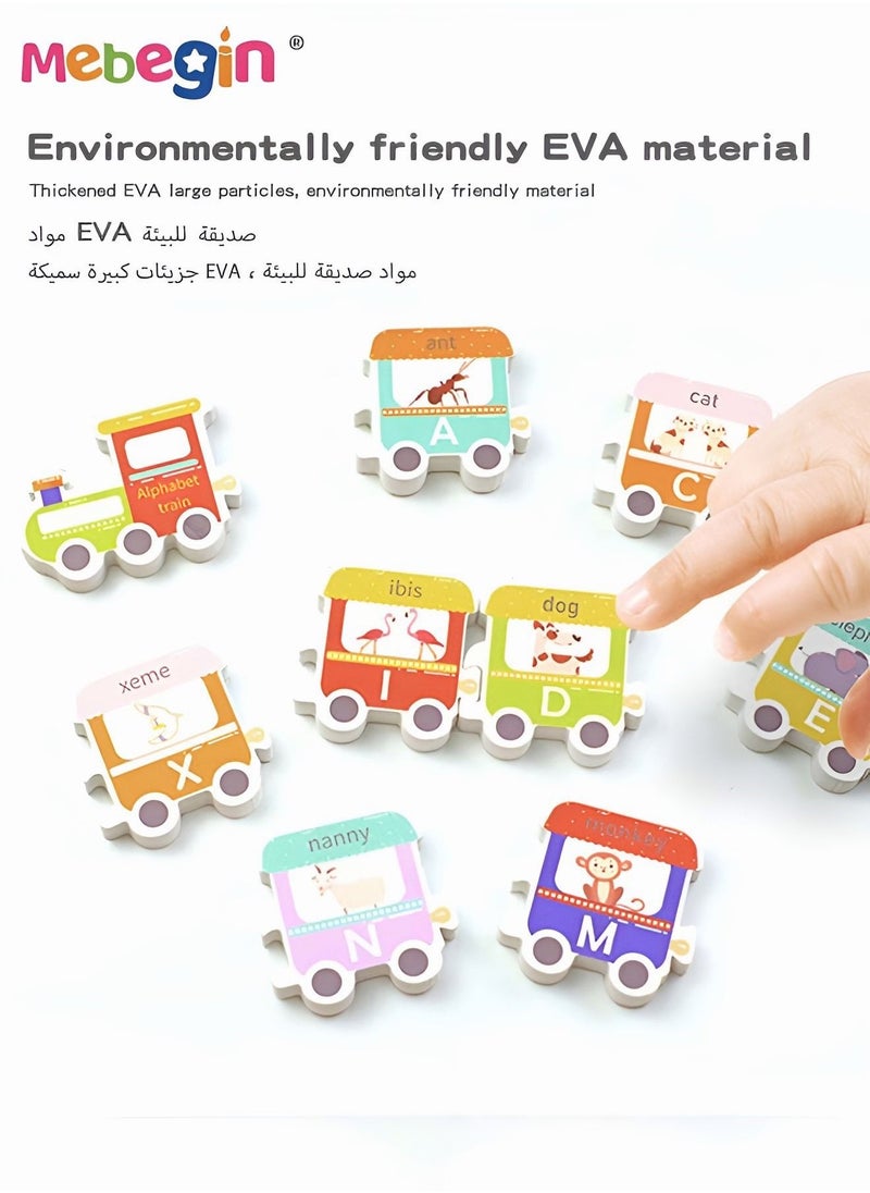 MEBEGIN 28PCS Alphabet Set with Storage Mesh Bag and 2 Suction Cups, Baby Train-shaped Bath Toy, Colorful Floating Letters Set, Great Companion for Baby Showers, Educational Toys for Kids Aged 3+, Easy Cleanup and Reusable  - Image 5
