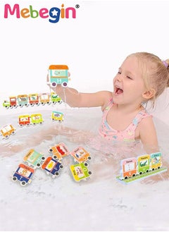 MEBEGIN 28PCS Alphabet Set with Storage Mesh Bag and 2 Suction Cups, Baby Train-shaped Bath Toy, Colorful Floating Letters Set, Great Companion for Baby Showers, Educational Toys for Kids Aged 3+, Easy Cleanup and Reusable  - Image 1