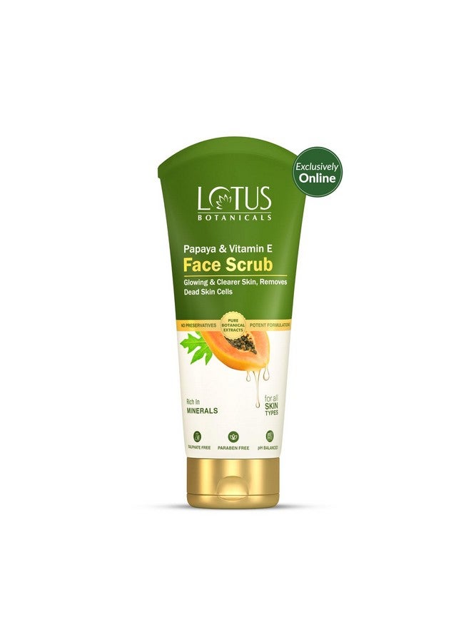 LOTUS BOTANICALS Papaya & Vitamin E Face Scrub | For Instant Glow | Brightens Skin | Deep Cleanses & Gently Unclogs Pores | Rich In Minerals | Suitable For All Skin Types | 100G  - Image 1