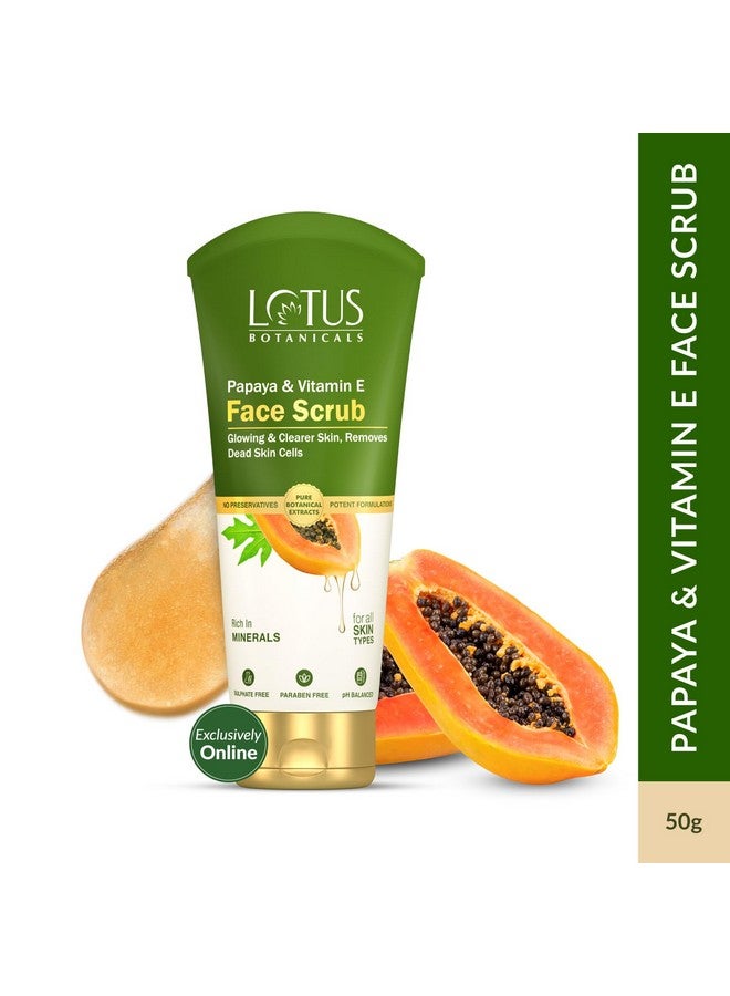 LOTUS BOTANICALS Papaya & Vitamin E Face Scrub | For Instant Glow | Brightens Skin | Deep Cleanses & Gently Unclogs Pores | Rich In Minerals | Suitable For All Skin Types | 100G  - Image 2