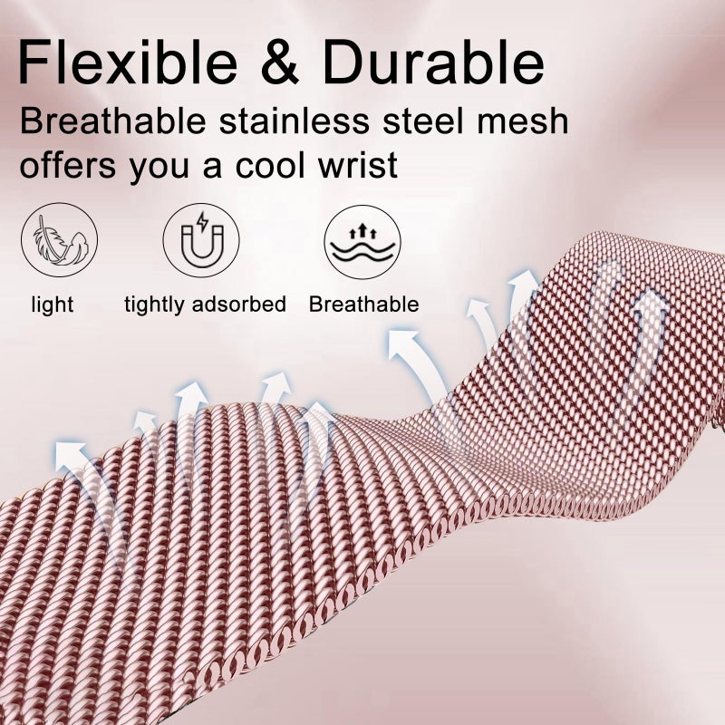 surundo Compatible with Fitbit Charge 6/Charge 5 Bands for Wmen Men, Metal Mesh Milanese Loop Adjustable Strap Replacement for Fitbit Charge 6/Charge 5 Advanced Fitness & Health Trackers - Image 3