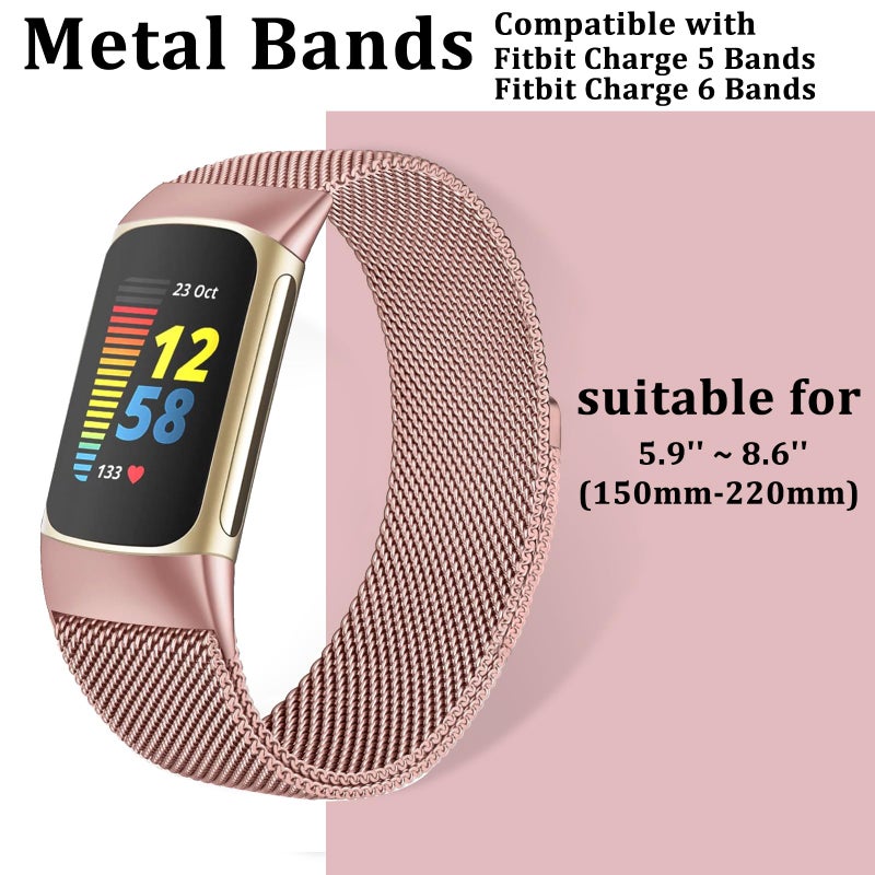 surundo Compatible with Fitbit Charge 6/Charge 5 Bands for Wmen Men, Metal Mesh Milanese Loop Adjustable Strap Replacement for Fitbit Charge 6/Charge 5 Advanced Fitness & Health Trackers - Image 5