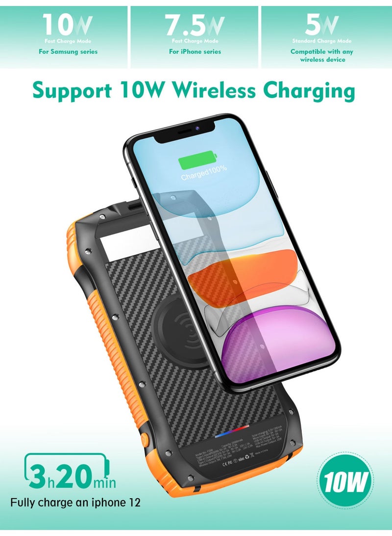 Portable 20000mAh Solar Power Bank, Waterproof and Rugged,  Dual USB Solar Charger Solar Power Bank with  LED light - Image 3