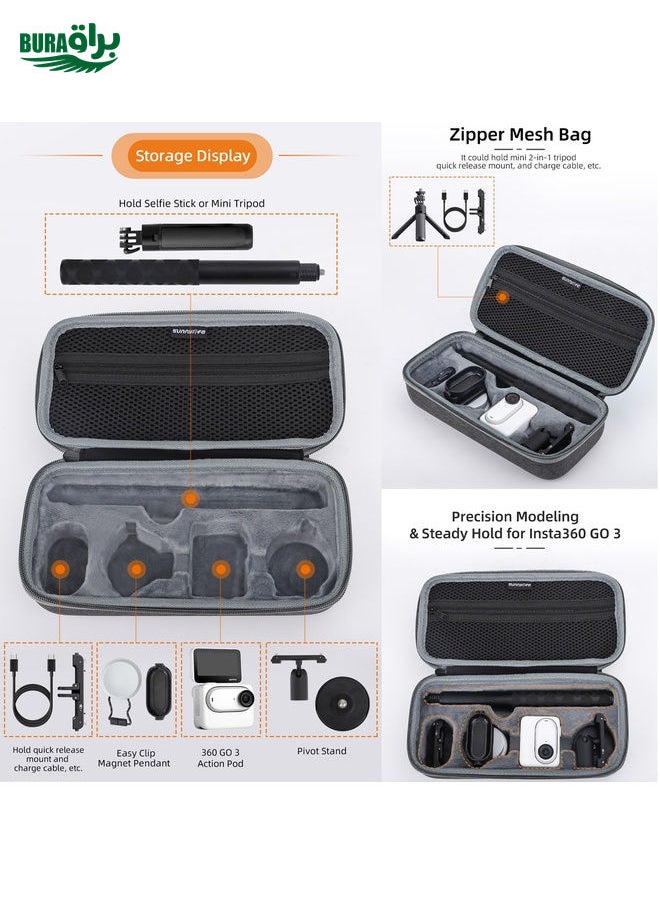 BURAQ For Insta360 GO 3 / GO 3S Sunnylife Camera Set Storage Bag (Black)  - Image 4