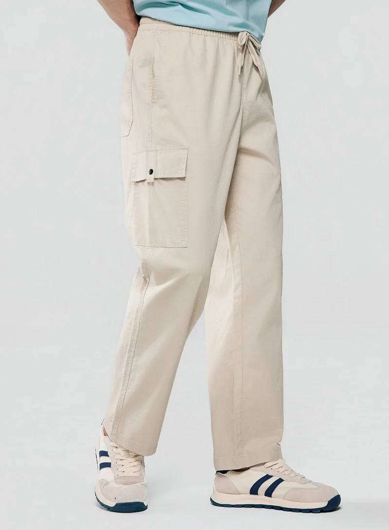 Men Loose Straight Cotton Cargo Khakis