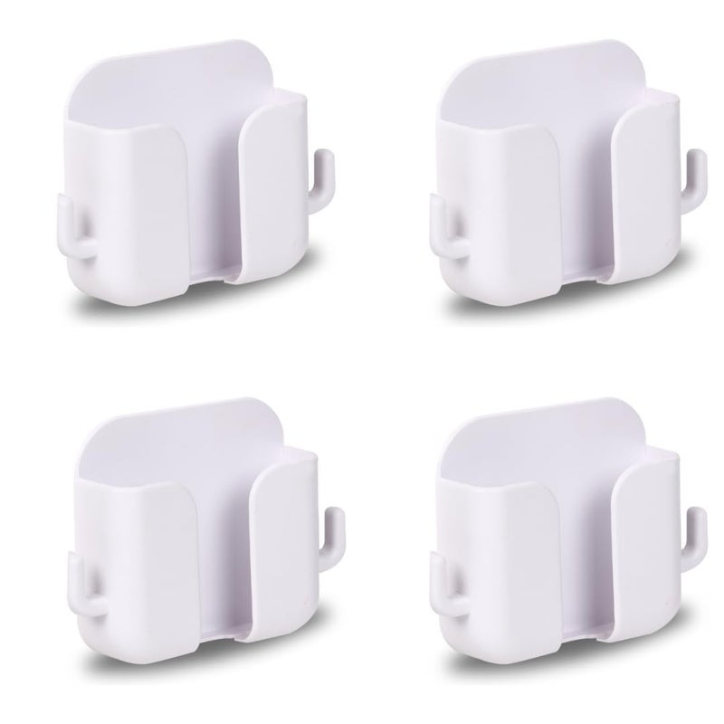 WALLVIEW TECH Wall Mounted Mobile Stand Storage Case for Remote, Multi Purpose Stand with Hole for Phone Charging (White) - Pack of 4 - Image 1