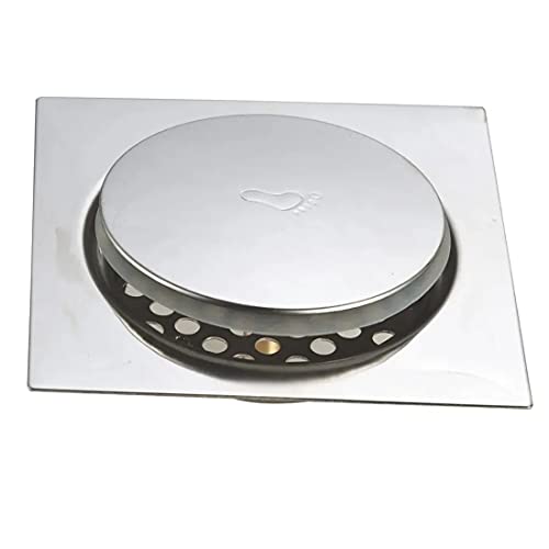 BATH GURU® Stainless Steel 6" X 6" Floor Water Drain Jali Cover Pop UP Drain Strainer for Bathroom Kitchen Home - Image 1